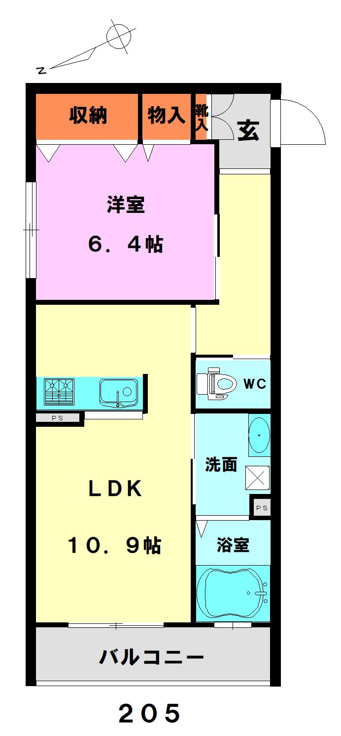 ILLUMINA(1LDK/2階)の間取り写真