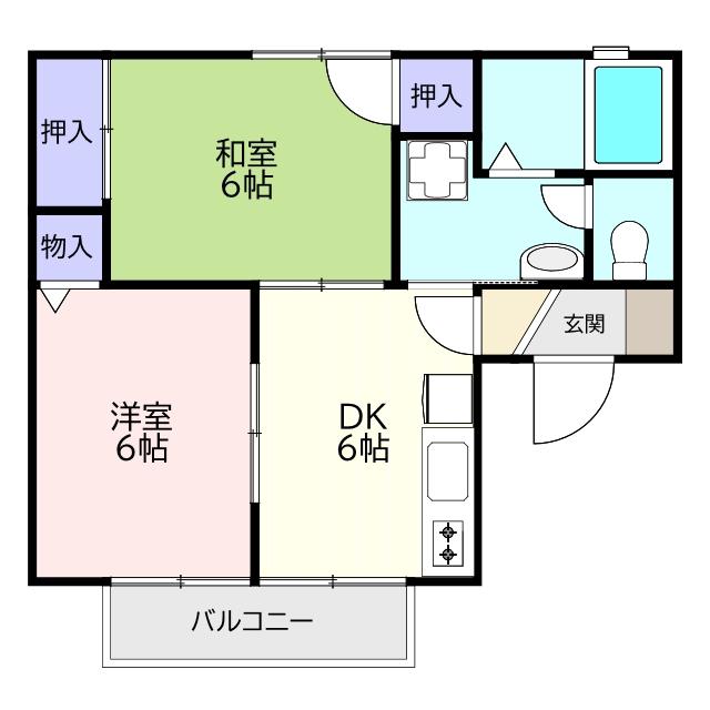 エスペランサ(2DK/2階)の間取り写真