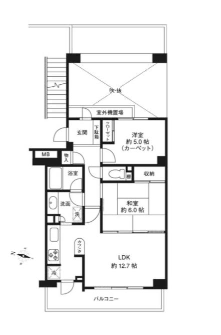 ガーデンポートI(2LDK/2階)の間取り写真