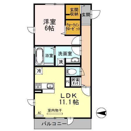 D-ROOM・SKIII(1LDK/3階)の間取り写真