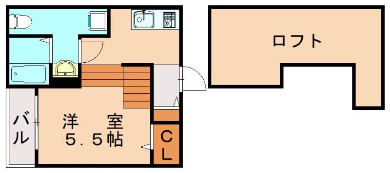 HOKULANI福大前(ワンルーム/2階)の間取り写真