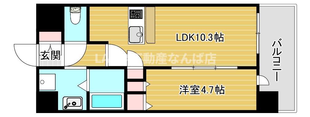 スプランディッド難波キャトル(1LDK/2階)の間取り写真