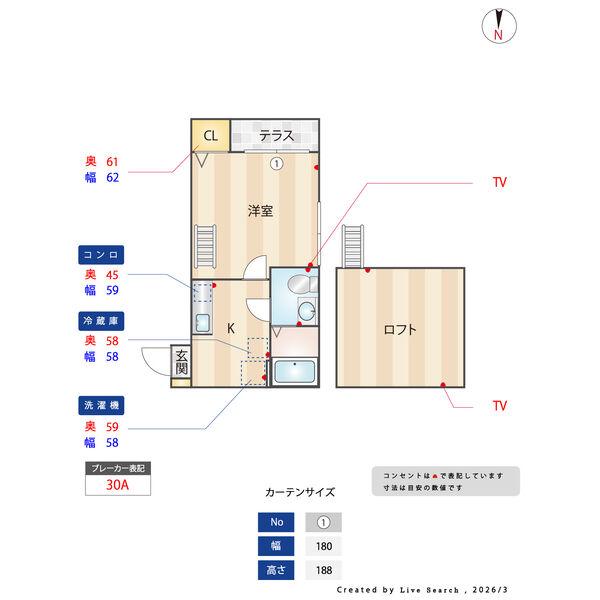 フォービエン川西(1K/2階)の間取り写真