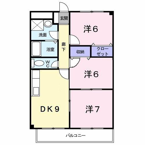 ウィンズヒル(3DK/3階)の間取り写真