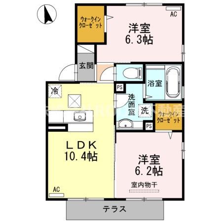 ル・グラン花繰 I・II(2LDK/1階)の間取り写真