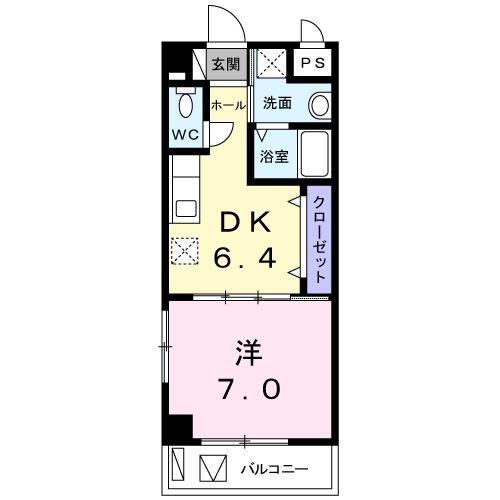 ぽらりす YM(1DK/4階)の間取り写真