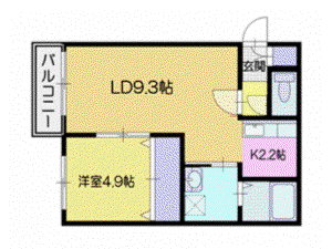 グランフェリス(1LDK/3階)の間取り写真