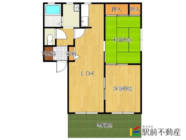 イースト通C(2LDK/1階)の間取り写真
