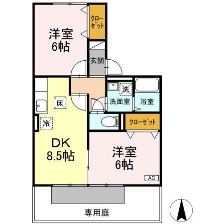 パストラル(2DK/1階)の間取り写真