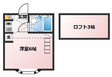 グリーンハイツI号棟(ワンルーム/2階)の間取り写真