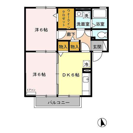 ダイワセンチュリーA(2DK/2階)の間取り写真