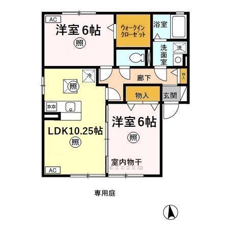 ノイエ・シュタットB(2LDK/1階)の間取り写真