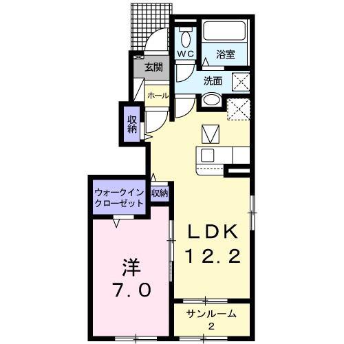 フリーデ 越生(1LDK/1階)の間取り写真