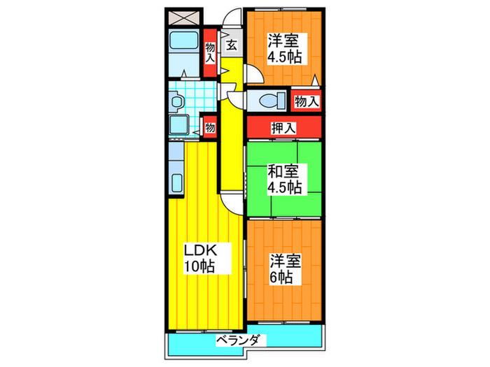 サンローレルハイツ森川(3LDK/1階)の間取り写真