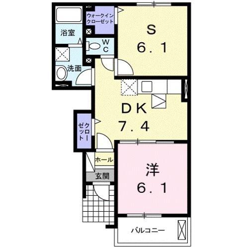 ゼファーハウスKII(2DK/1階)の間取り写真