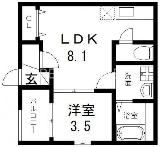 BADGE NAGASE(1LDK/1階)の間取り写真