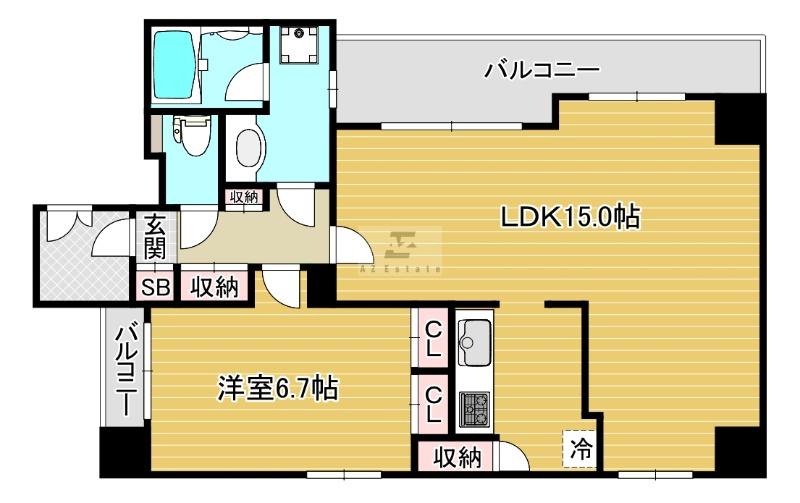 レジネッタ江戸堀(1LDK/7階)の間取り写真