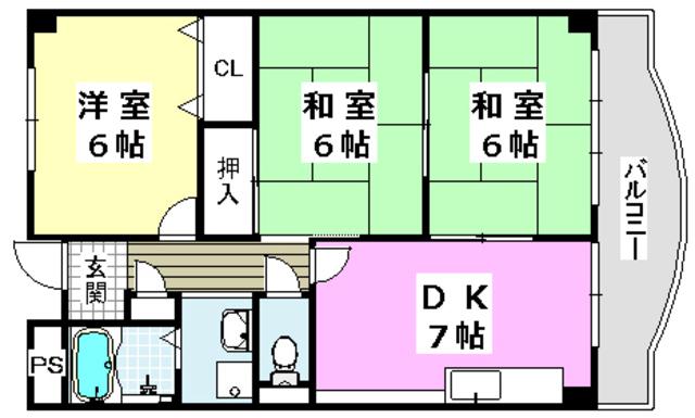 サンライフタウン古市(3LDK/5階)の間取り写真