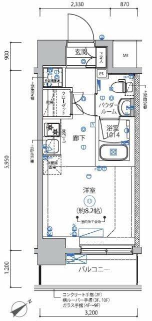 RELUXIA横濱反町(ワンルーム/4階)の間取り写真