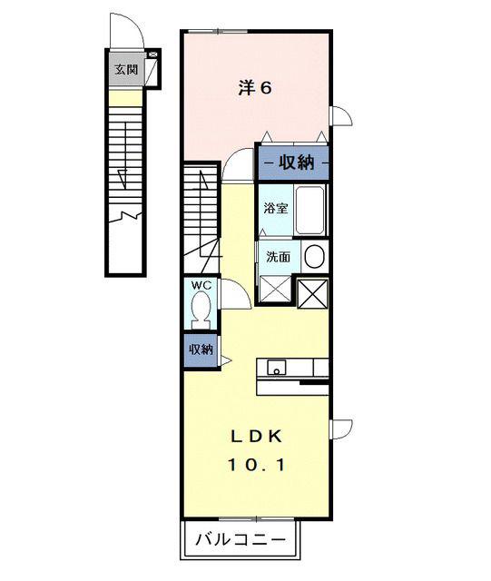 サンセールミリュー(1LDK/2階)の間取り写真