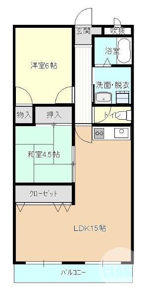 ヒカリハイツ・ドイ2号館(2LDK/3階)の間取り写真