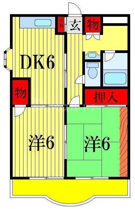 リバーサイドふじ(2DK/3階)の間取り写真