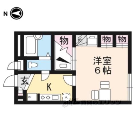 レオパレスBRIGHTON宮司(1K/2階)の間取り写真