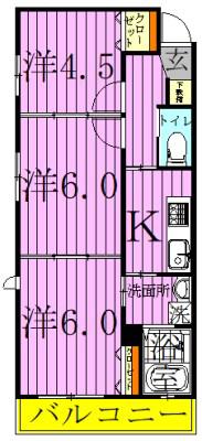 隈田六町ビル(3K/2階)の間取り写真