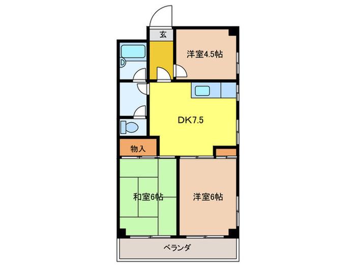エスポワールアオキ(3DK/4階)の間取り写真