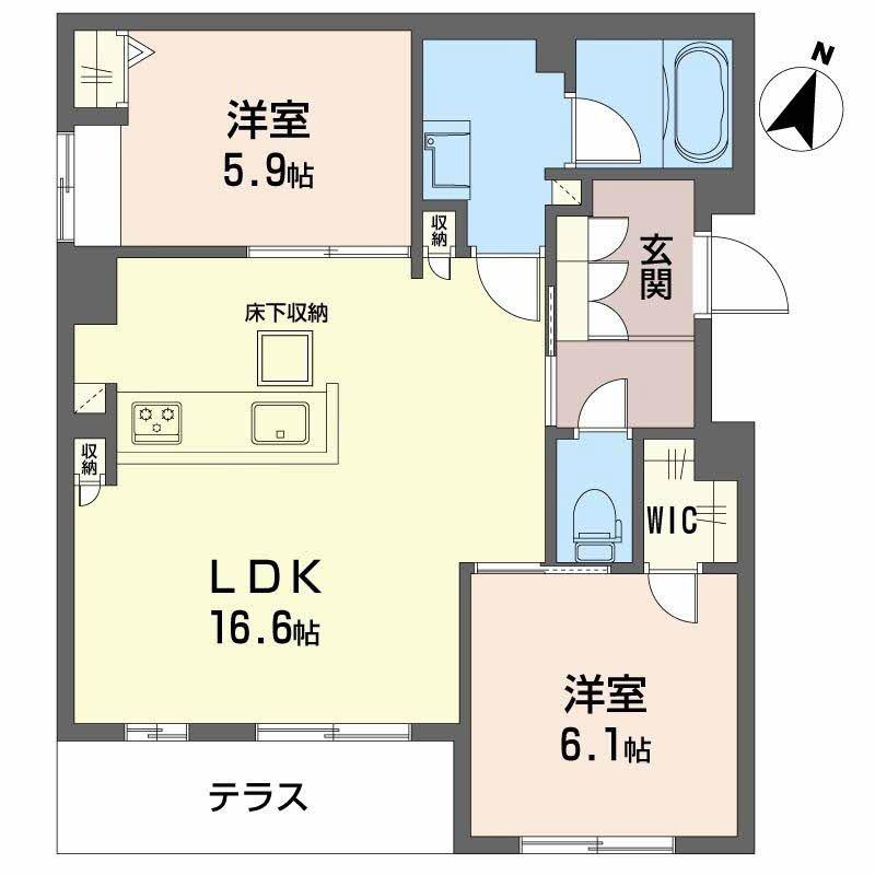 フォレナ山田東(2LDK/1階)の間取り写真