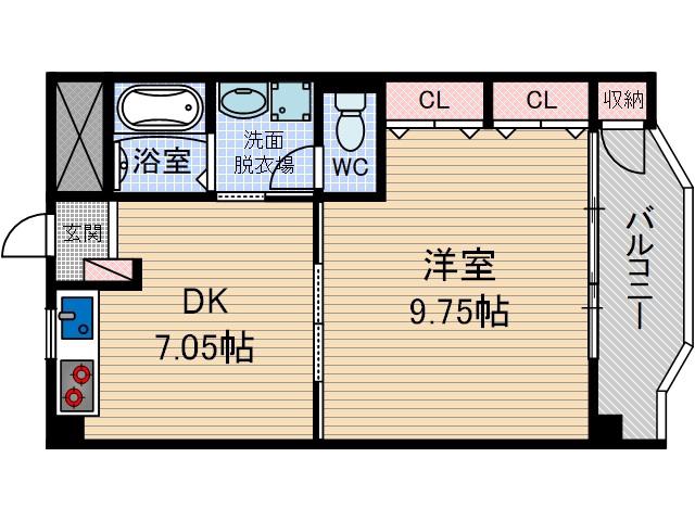 総持寺グリーンハイツ(1LDK/3階)の間取り写真