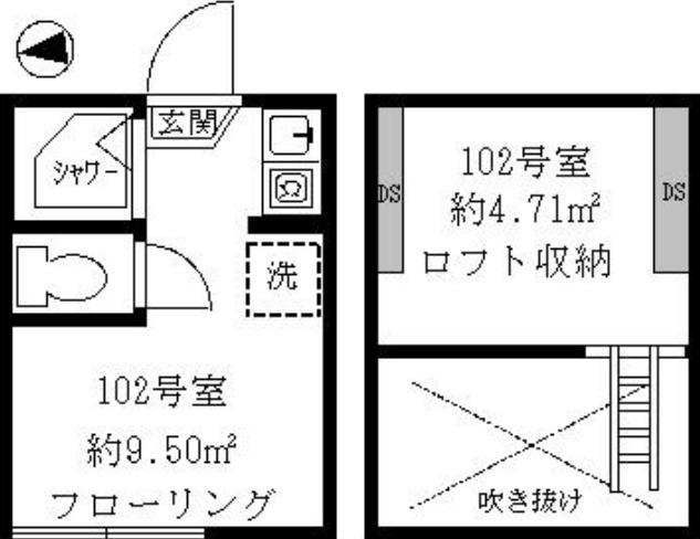 ティ・アーモサンセット(ワンルーム/1階)の間取り写真