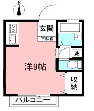 砧ハイツ(ワンルーム/1階)の間取り写真
