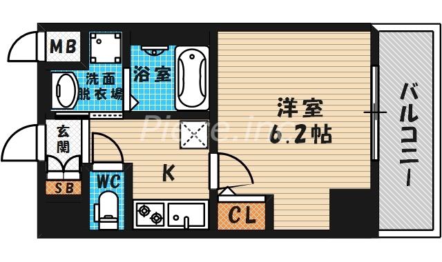 エステムコート梅田北2ゼニス(1K/6階)の間取り写真