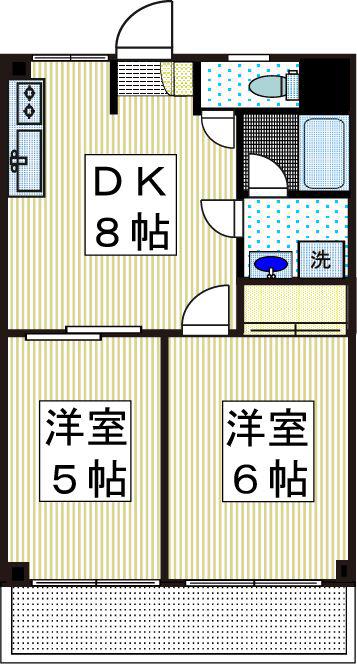 オーチャード登戸(2DK/1階)の間取り写真