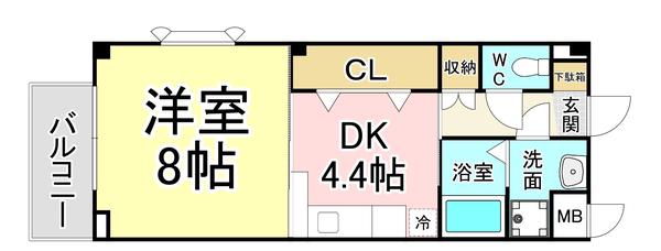 レトロヴィラI(1DK/1階)の間取り写真