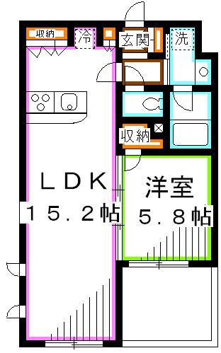 アール・プレイス(1LDK/1階)の間取り写真