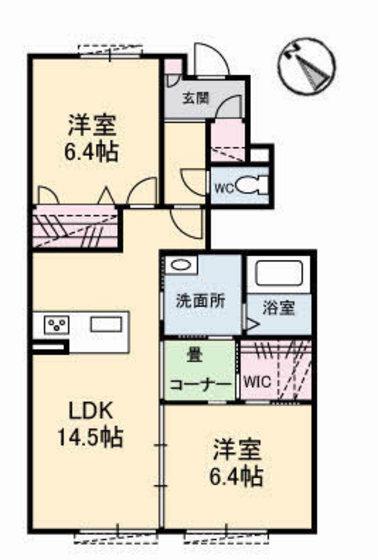 ラ・スリーズガーデン E棟(2LDK/1階)の間取り写真