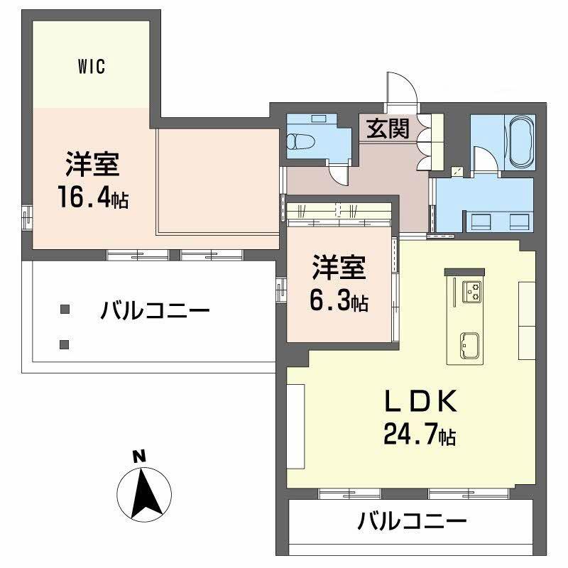 プレミアスゲート(2LDK/2階)の間取り写真
