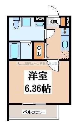 メゾンドペーシェ鴻池(1K/3階)の間取り写真