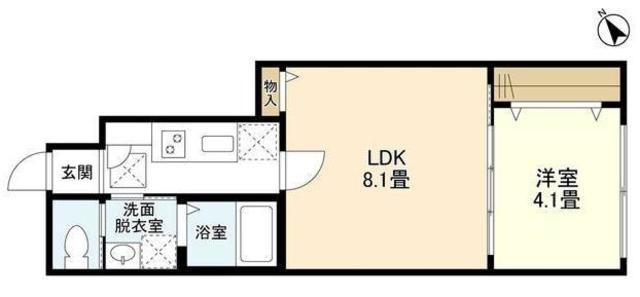 ウェルスクエア自由が丘ウエスト(1LDK/1階)の間取り写真