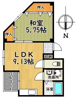 ネオセルコ平塚ビル(1LDK/4階)の間取り写真