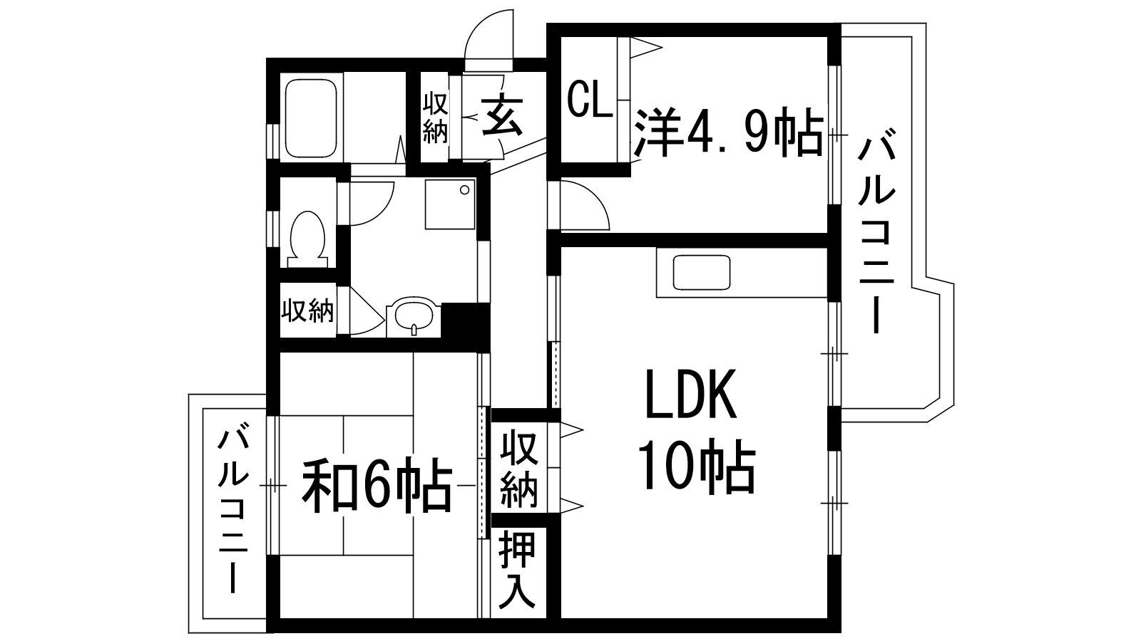 中山五月台8号棟(3DK/2階)の間取り写真