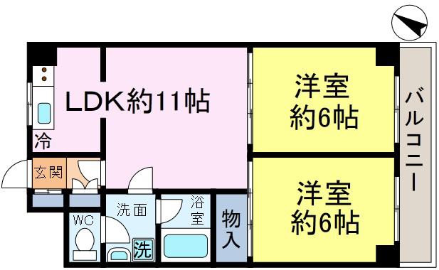 アゼリアコート(2LDK/3階)の間取り写真
