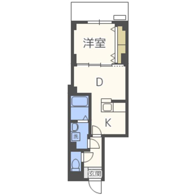 CASA大濠西(1LDK/4階)の間取り写真