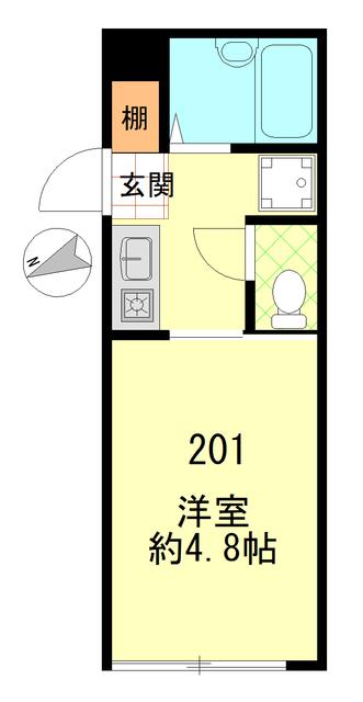 ミレアビターレ北千住(1K/2階)の間取り写真