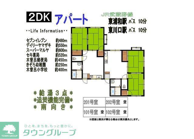 メゾンタカハシB(2DK/1階)の間取り写真