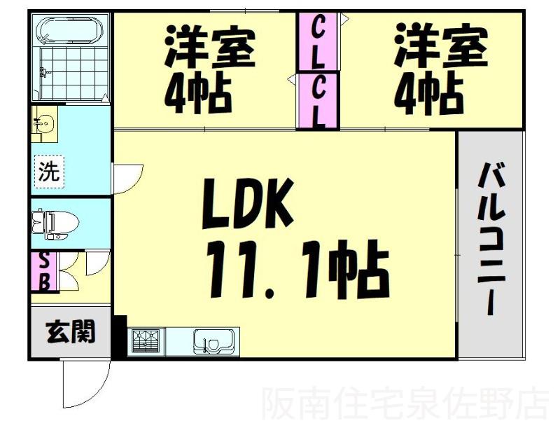 LECLERC IZUMISANOII(2LDK/2階)の間取り写真