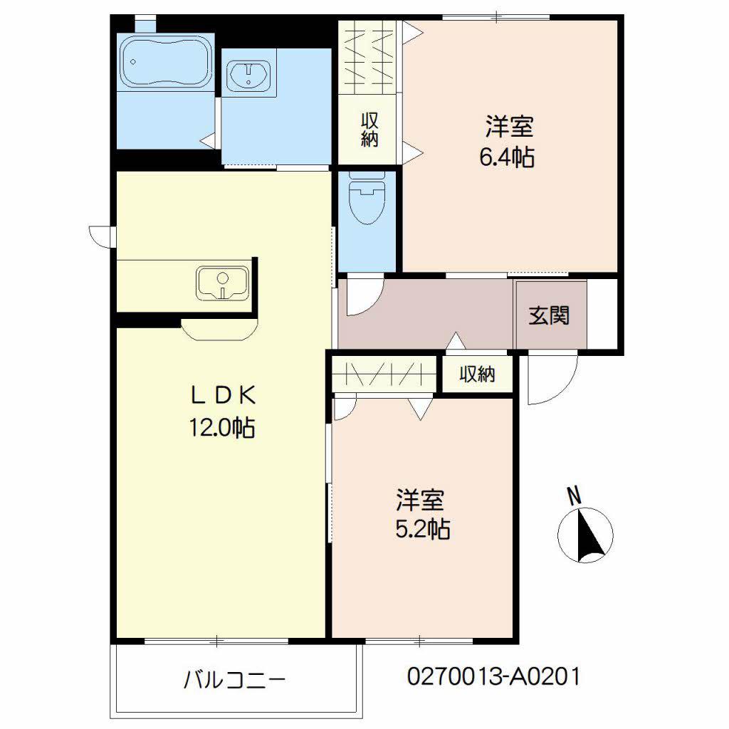 シャーメゾンA(2LDK/2階)の間取り写真