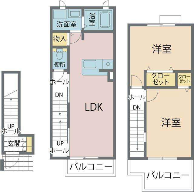 ソレアードA館(2LDK/2階)の間取り写真